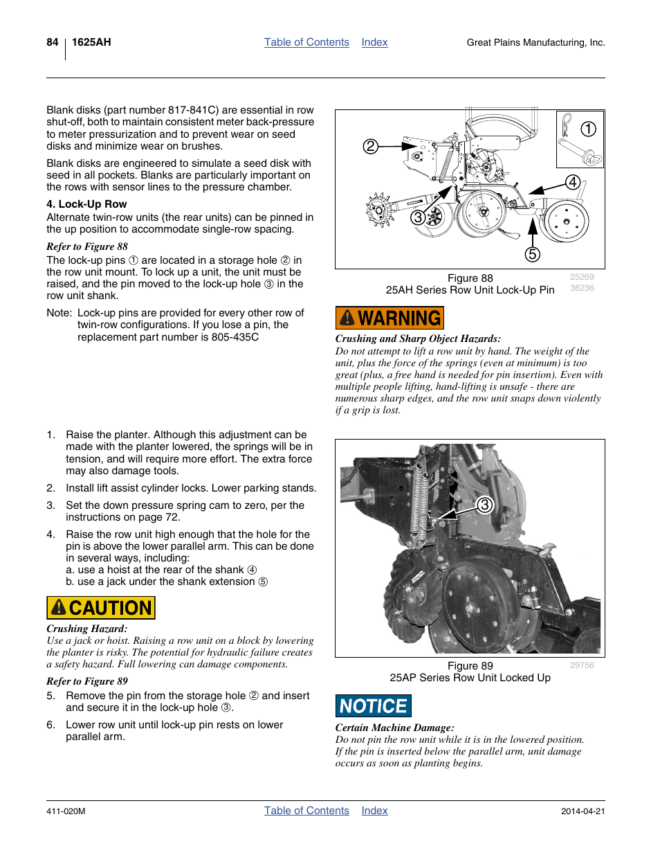 Lock-up row | Great Plains 1625AHL Operator Manual User Manual | Page 88 / 176