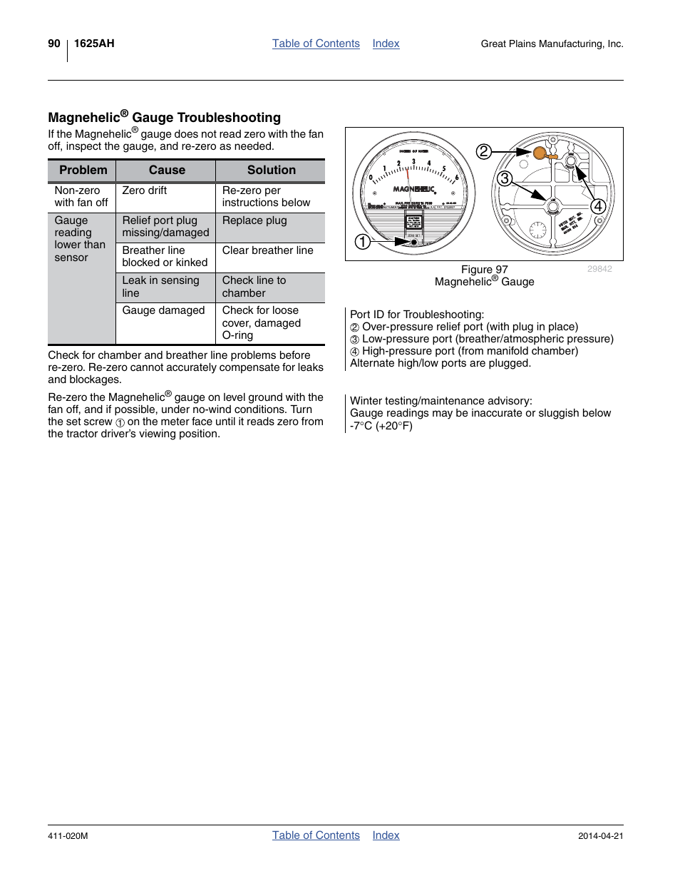 Magnehelic® gauge troubleshooting, Magnehelic | Great Plains 1625AHL Operator Manual User Manual | Page 94 / 176