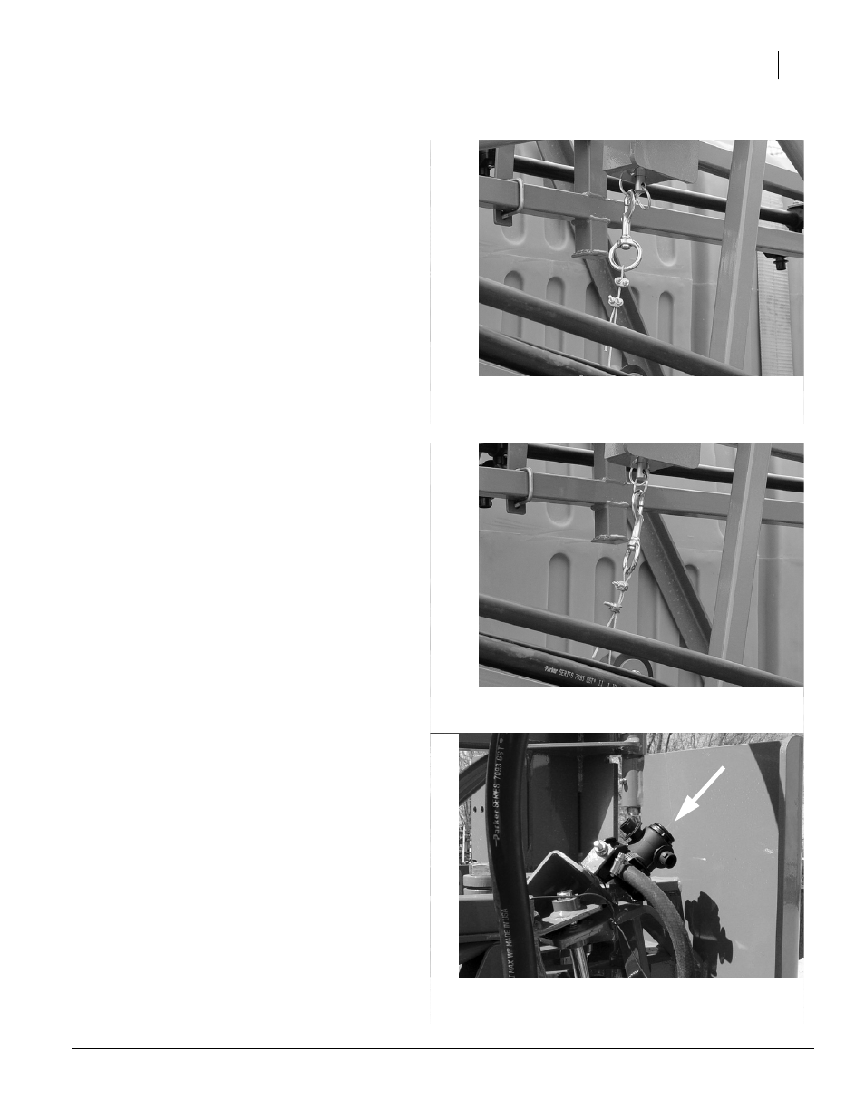 Boom lock cable, Figure 3 swivel bolt snap (transport), Figure 4 swivel bolt snap (operation) | Outer jump nozzle, Figure 5 outer jump nozzle | Great Plains 3P-FF900 Predelivery Manual User Manual | Page 11 / 18