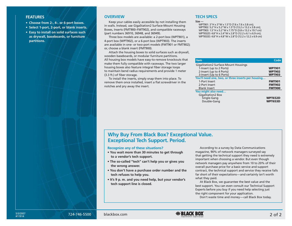 2 of 2 | Black Box GIGASTATION2 WPT903 User Manual | Page 2 / 2