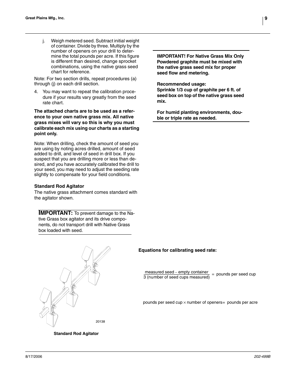 Mportant | Great Plains 2SNG30 Material Rate User Manual | Page 9 / 14