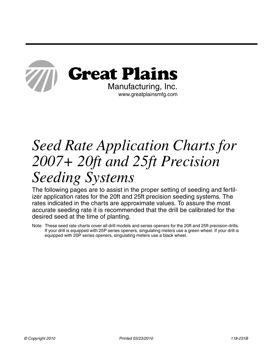 Great Plains 2525P Material Rate User Manual | 71 pages