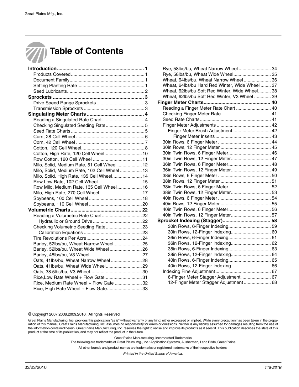 Great Plains 2525P Material Rate User Manual | Page 2 / 71