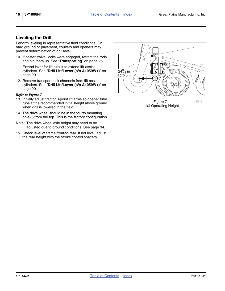 Leveling the drill | Great Plains 3P1006NT Operator Manual User Manual | Page 20 / 102