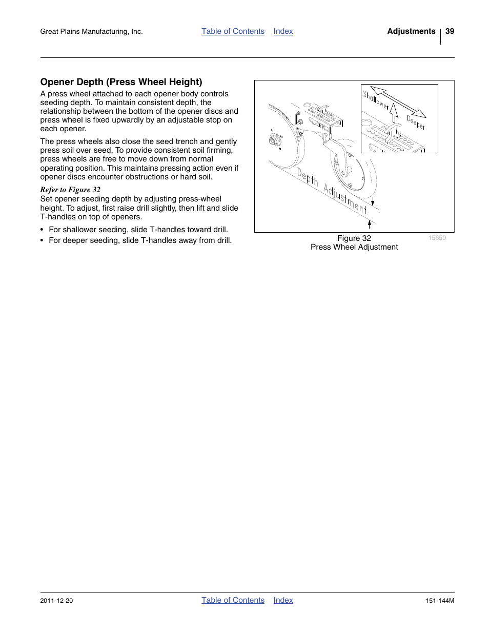 Opener depth (press wheel height) | Great Plains 3P1006NT Operator Manual User Manual | Page 43 / 102