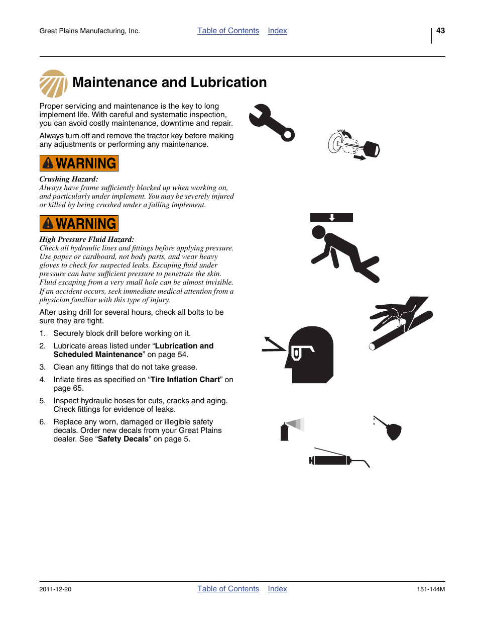 Maintenance and lubrication | Great Plains 3P1006NT Operator Manual User Manual | Page 47 / 102