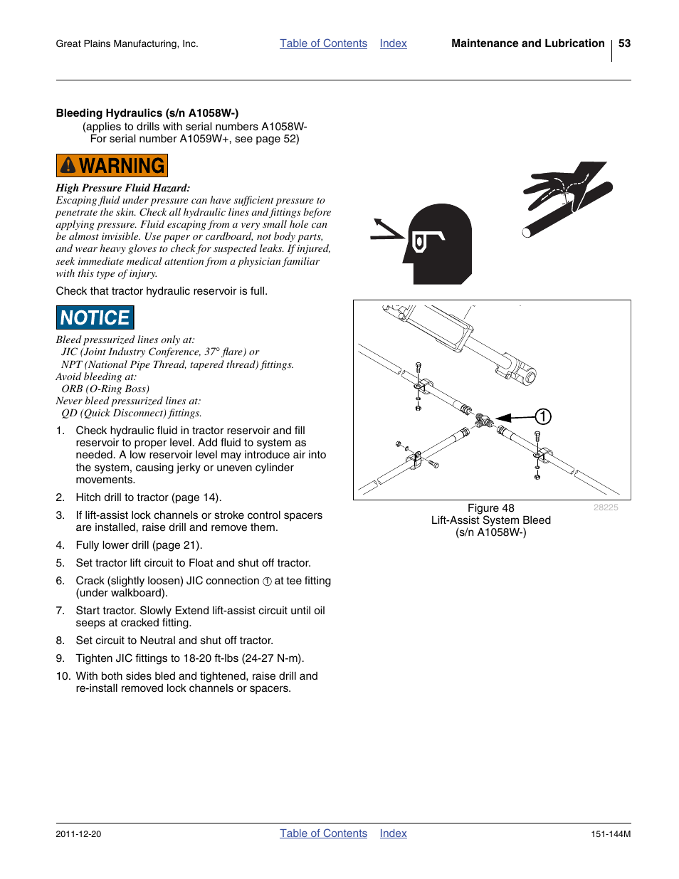 Bleeding hydraulics (s/n a1058w-) | Great Plains 3P1006NT Operator Manual User Manual | Page 57 / 102
