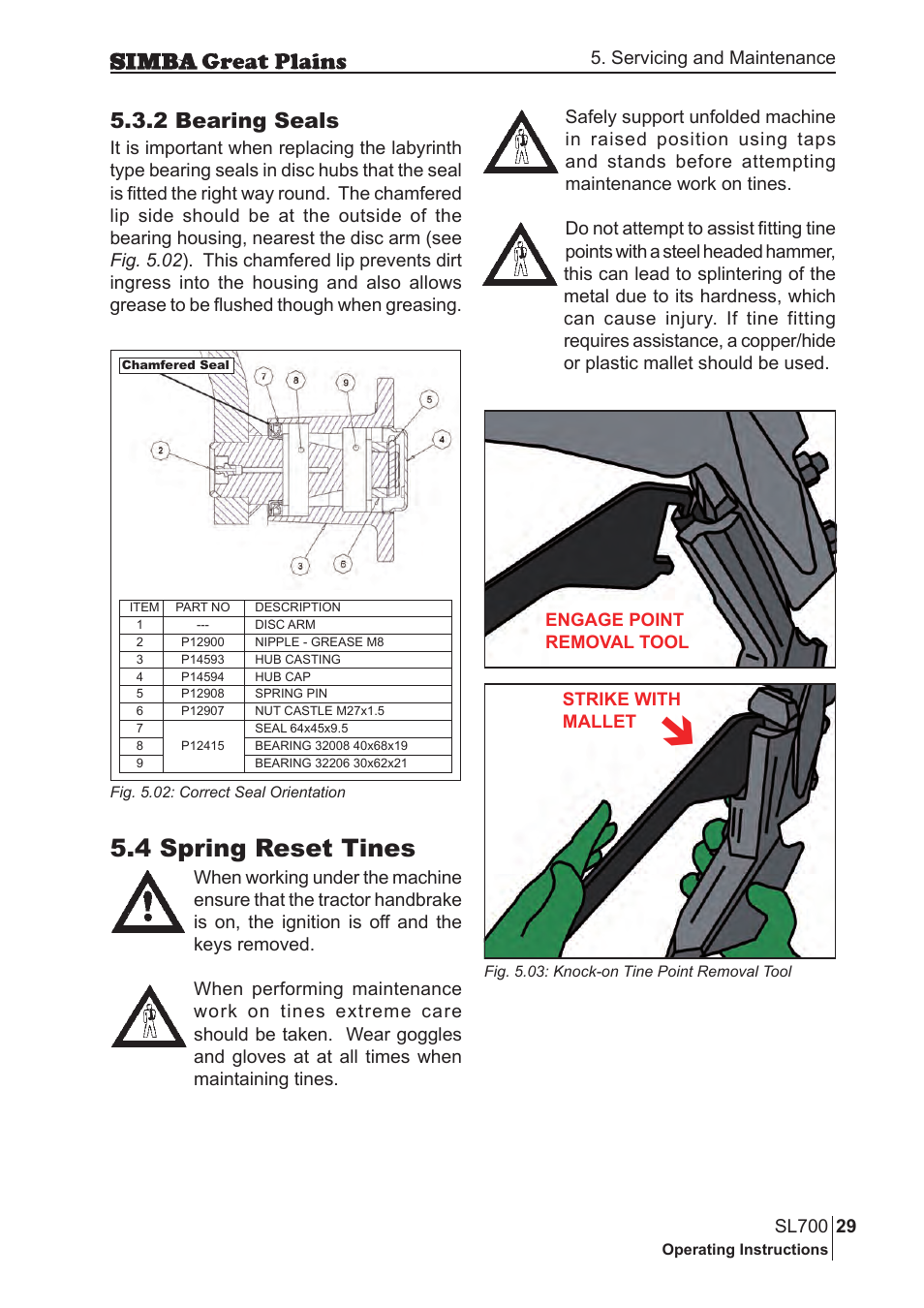4 spring reset tines, 2 bearing seals | Great Plains P18651C Operator Manual User Manual | Page 29 / 176