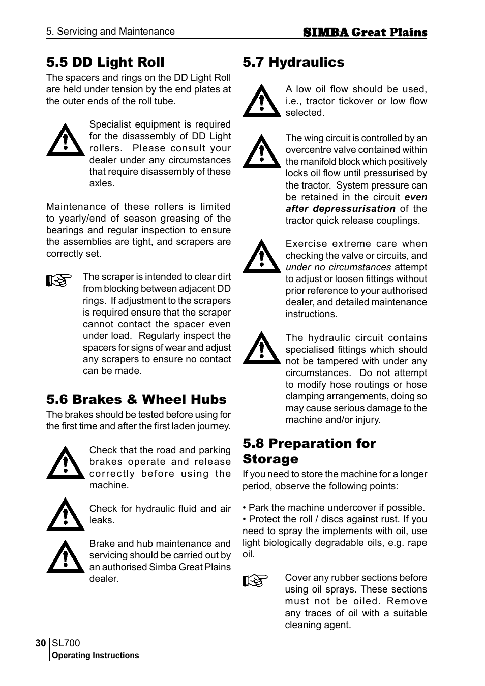5 dd light roll, 6 brakes & wheel hubs, 7 hydraulics | 8 preparation for storage | Great Plains P18651C Operator Manual User Manual | Page 30 / 176