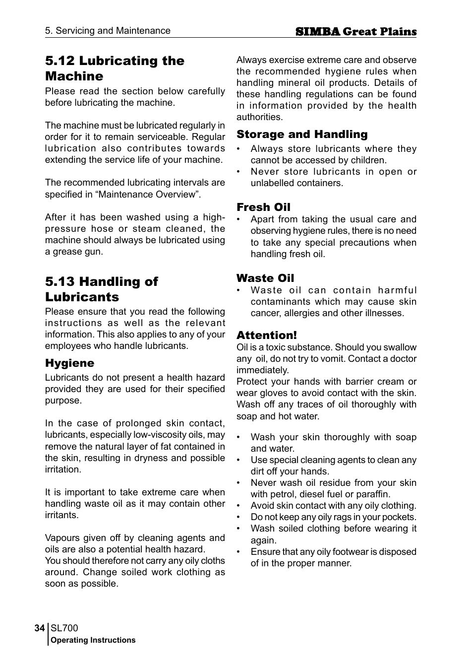 12 lubricating the machine, 13 handling of lubricants | Great Plains P18651C Operator Manual User Manual | Page 34 / 176