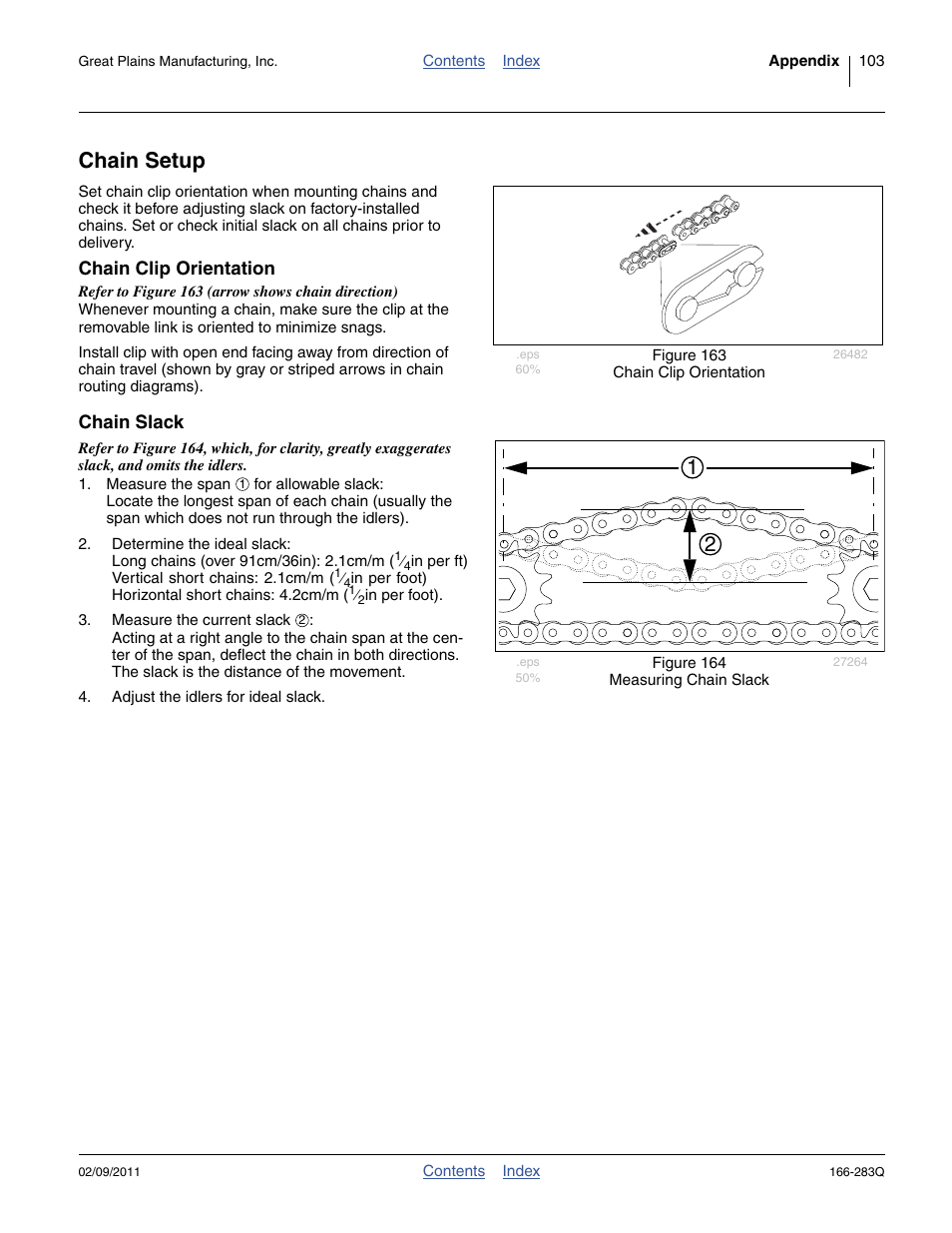 Chain setup, Chain clip orientation, Chain slack | Great Plains NTA2007HD Predelivery Manual User Manual | Page 107 / 118