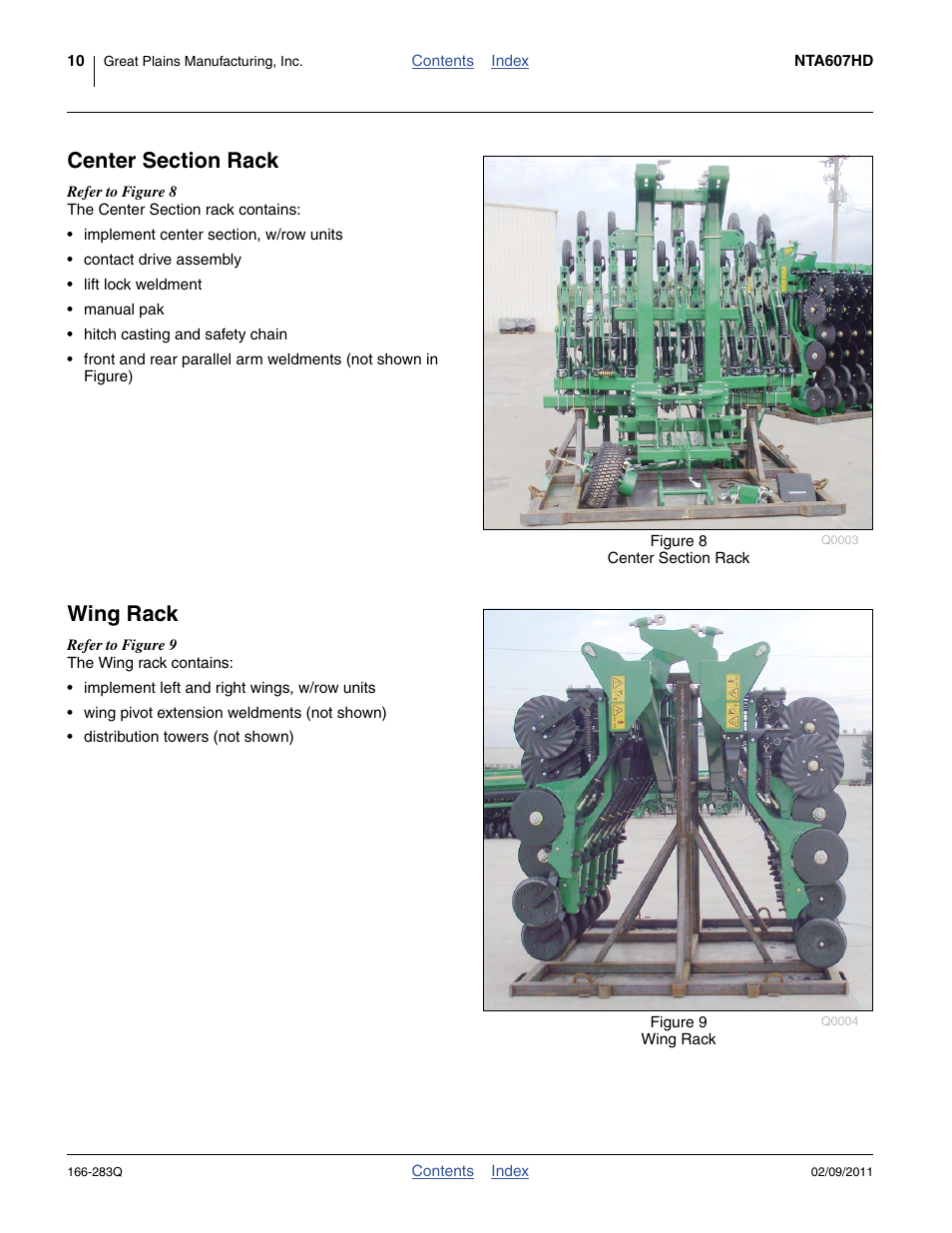 Center section rack, Wing rack, Center section rack wing rack | Great Plains NTA2007HD Predelivery Manual User Manual | Page 14 / 118