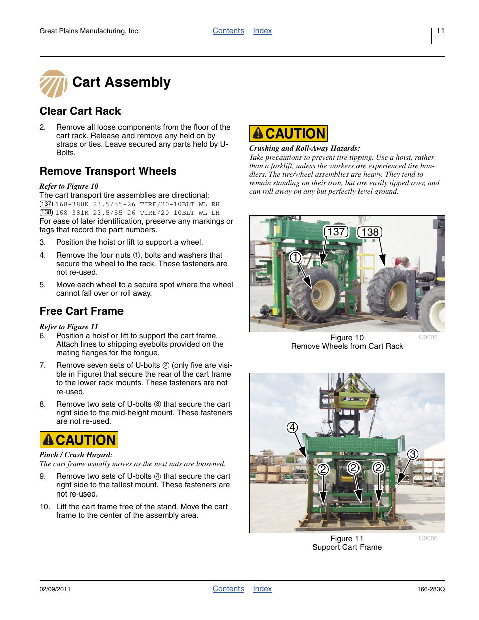 Cart assembly, Clear cart rack, Remove transport wheels | Free cart frame | Great Plains NTA2007HD Predelivery Manual User Manual | Page 15 / 118