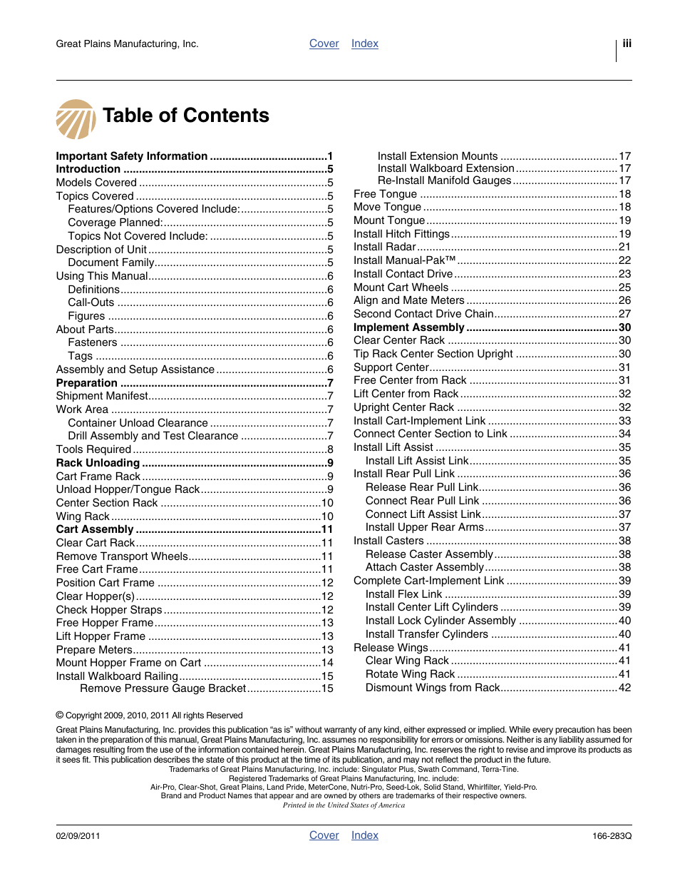 Great Plains NTA2007HD Predelivery Manual User Manual | Page 3 / 118