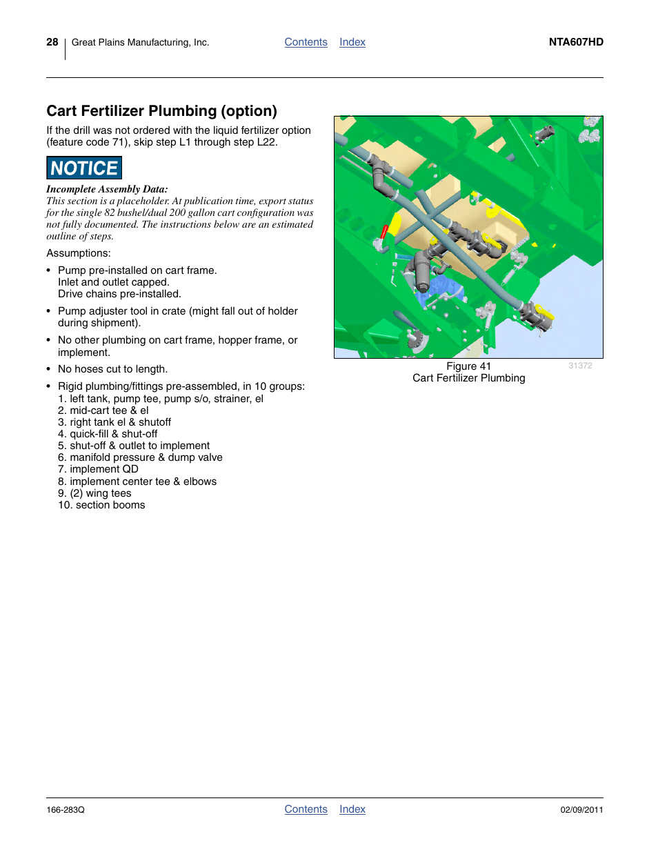 Cart fertilizer plumbing (option) | Great Plains NTA2007HD Predelivery Manual User Manual | Page 32 / 118