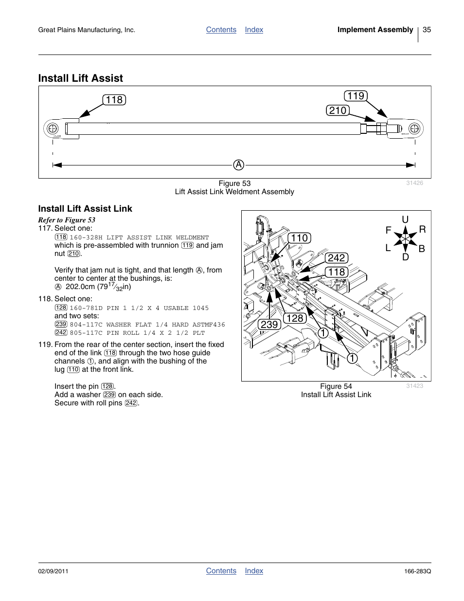 Install lift assist, Install lift assist link | Great Plains NTA2007HD Predelivery Manual User Manual | Page 39 / 118