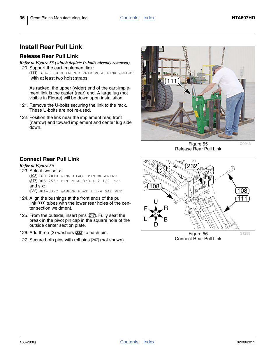 Install rear pull link, Release rear pull link, Connect rear pull link | Release rear pull link connect rear pull link | Great Plains NTA2007HD Predelivery Manual User Manual | Page 40 / 118