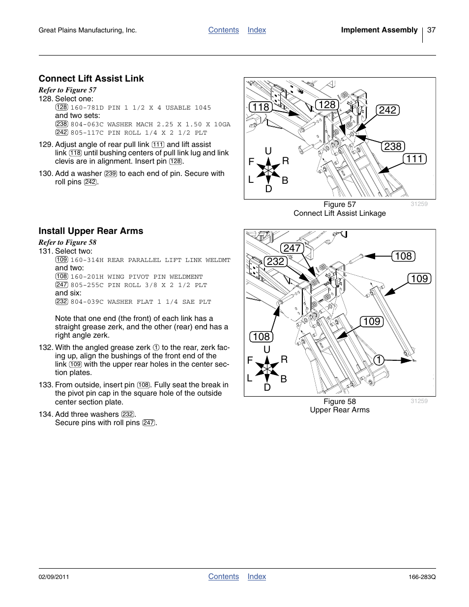 Connect lift assist link, Install upper rear arms, Connect lift assist link install upper rear arms | Great Plains NTA2007HD Predelivery Manual User Manual | Page 41 / 118