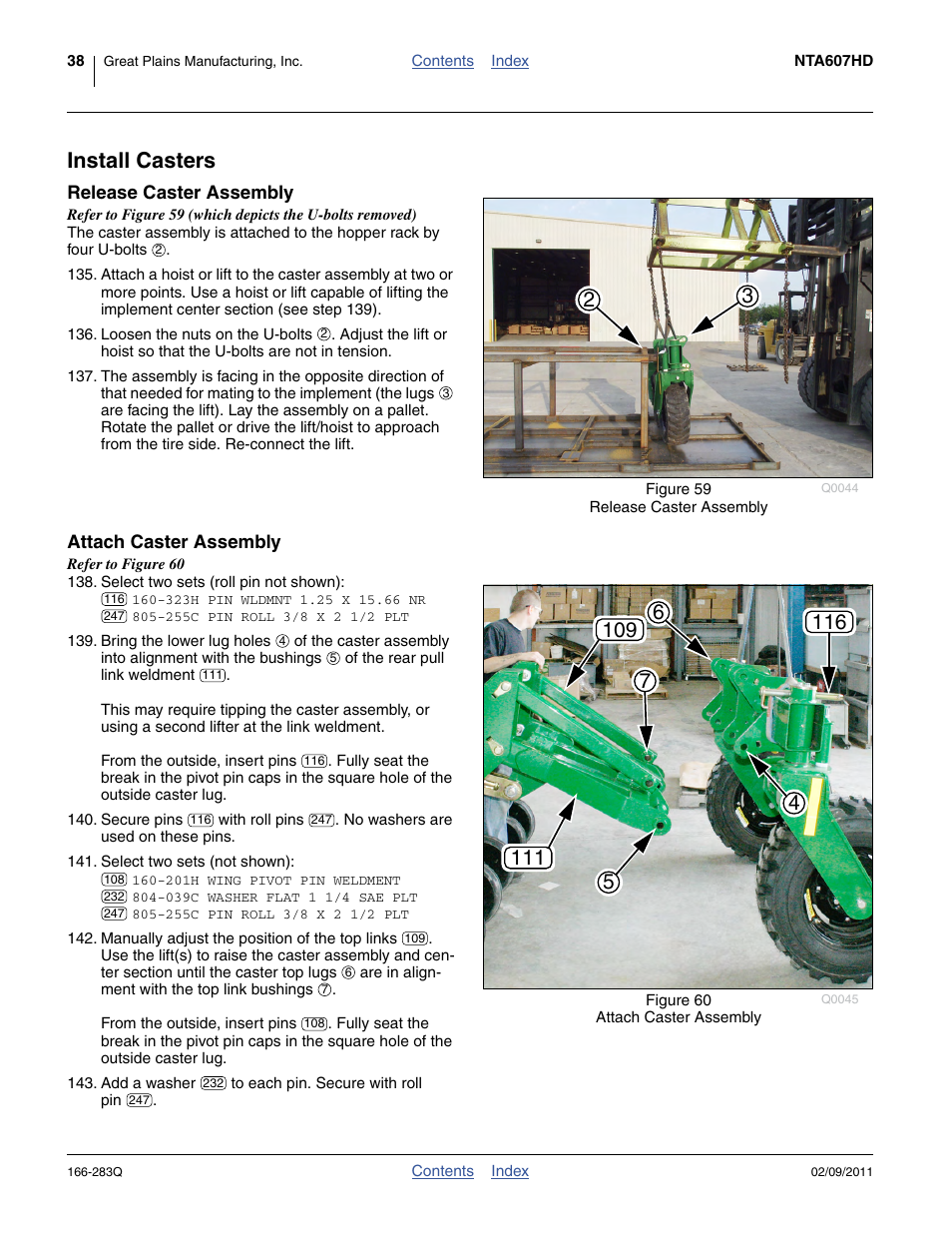 Install casters, Release caster assembly, Attach caster assembly | Release caster assembly attach caster assembly | Great Plains NTA2007HD Predelivery Manual User Manual | Page 42 / 118