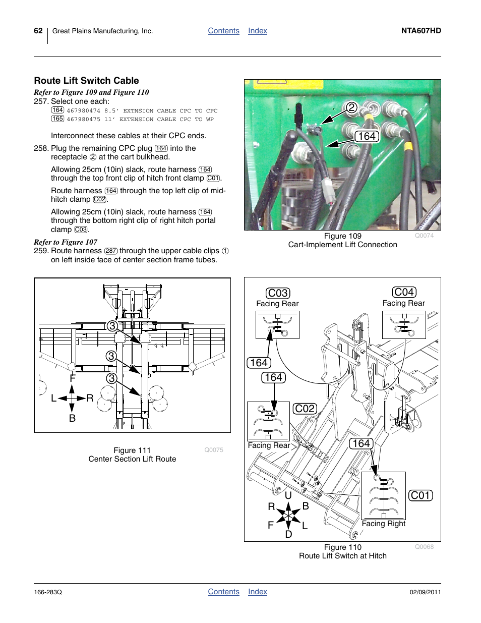 Route lift switch cable, Fb l r | Great Plains NTA2007HD Predelivery Manual User Manual | Page 66 / 118