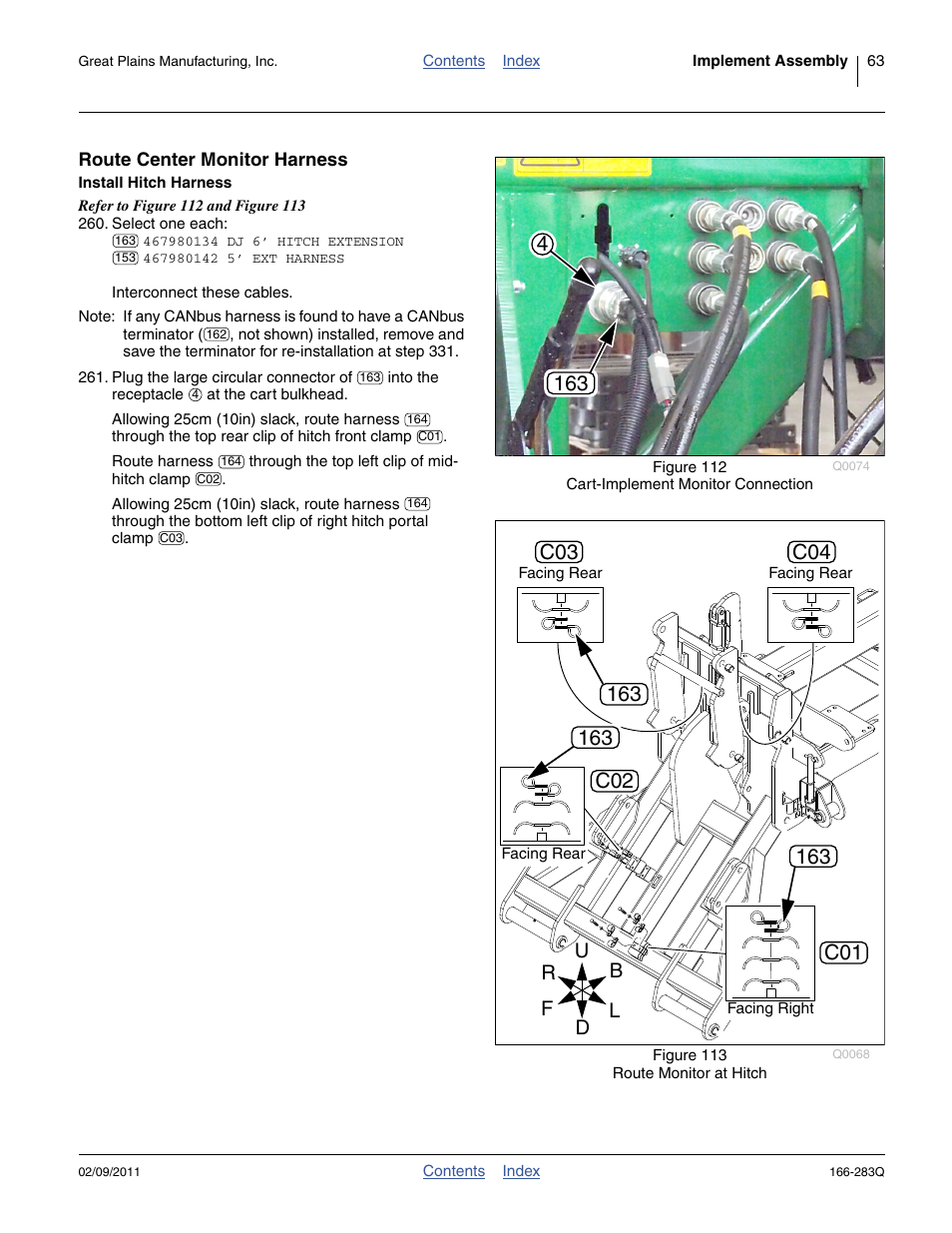 Route center monitor harness, Install hitch harness | Great Plains NTA2007HD Predelivery Manual User Manual | Page 67 / 118