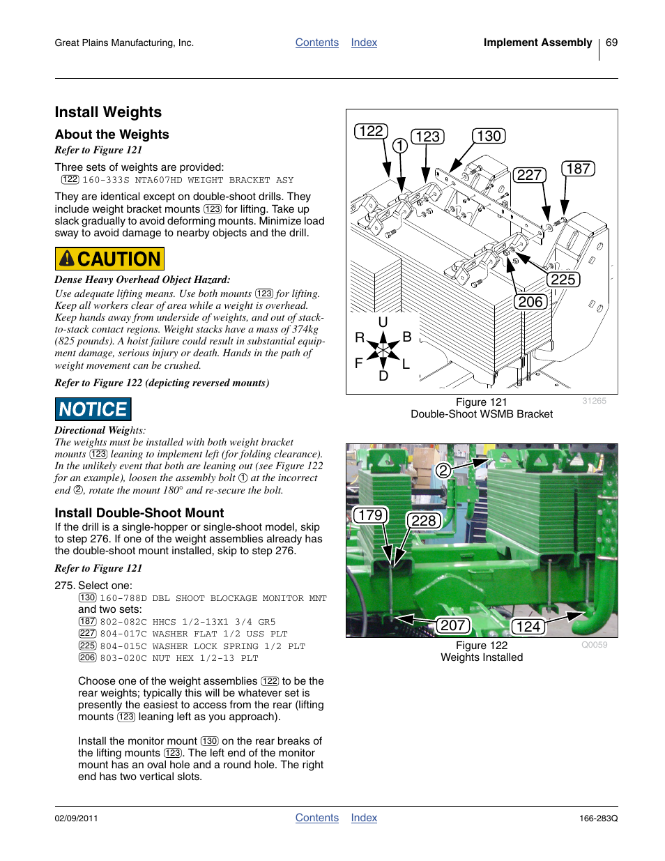 Install weights, About the weights, Install double-shoot mount | Great Plains NTA2007HD Predelivery Manual User Manual | Page 73 / 118