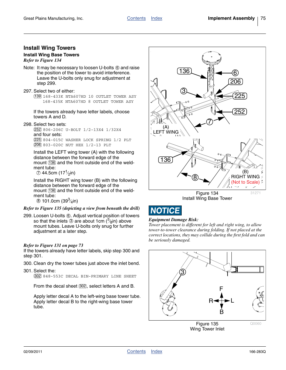 Install wing towers, Install wing base towers, Fb r l | Great Plains NTA2007HD Predelivery Manual User Manual | Page 79 / 118