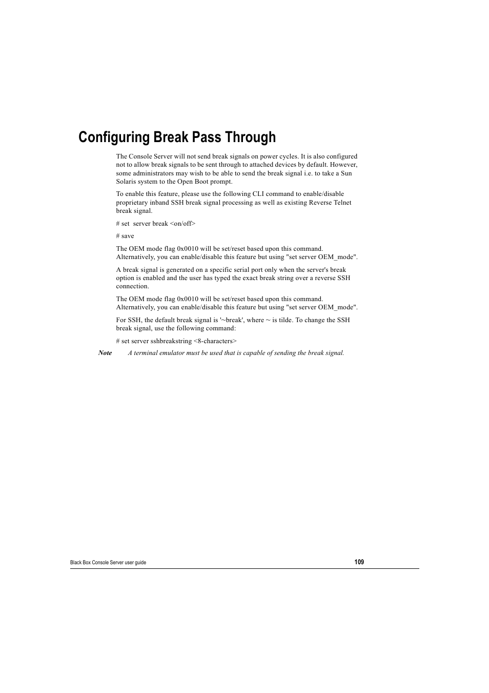 Configuring break pass through | Black Box 16 port User Manual | Page 109 / 263