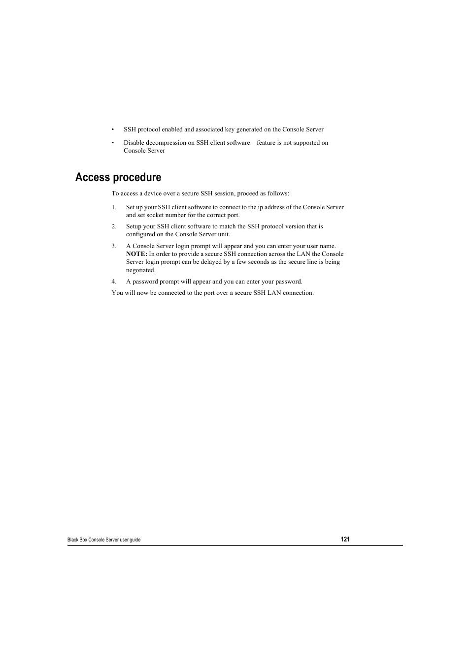 Access procedure | Black Box 16 port User Manual | Page 121 / 263