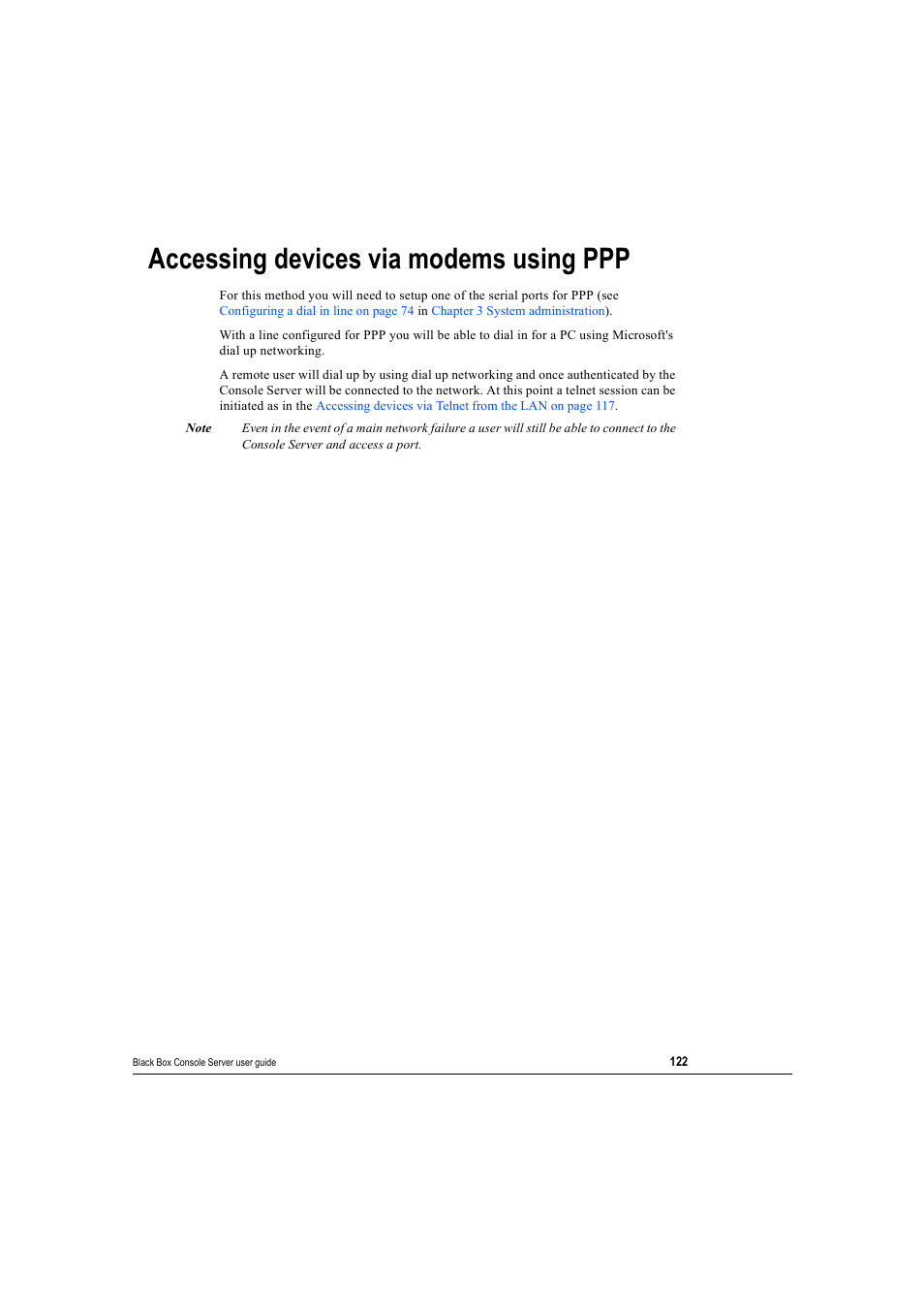 Accessing devices via modems using ppp | Black Box 16 port User Manual | Page 122 / 263