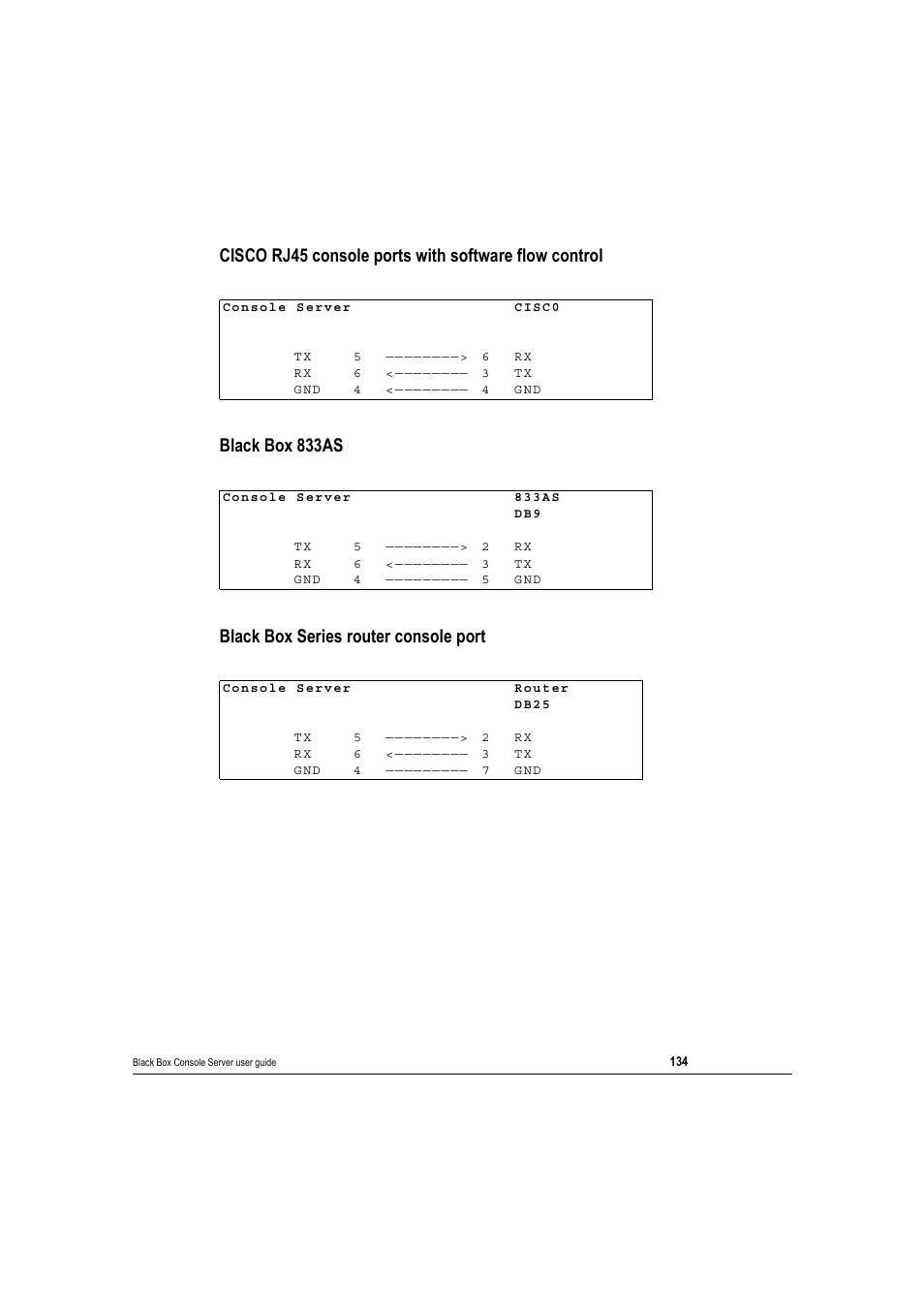 Black box 833as, Black box series router console port | Black Box 16 port User Manual | Page 134 / 263