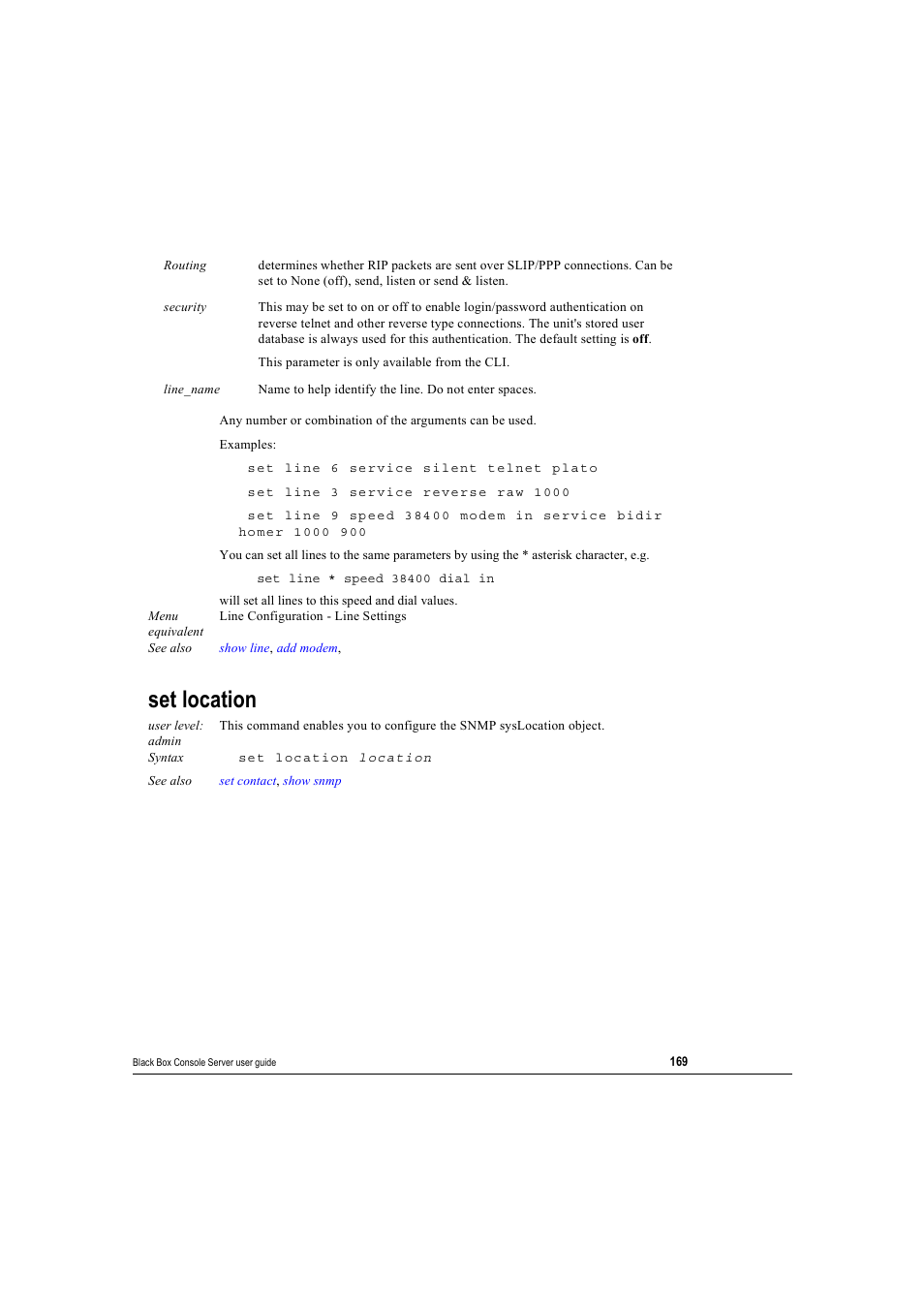 Set location | Black Box 16 port User Manual | Page 169 / 263