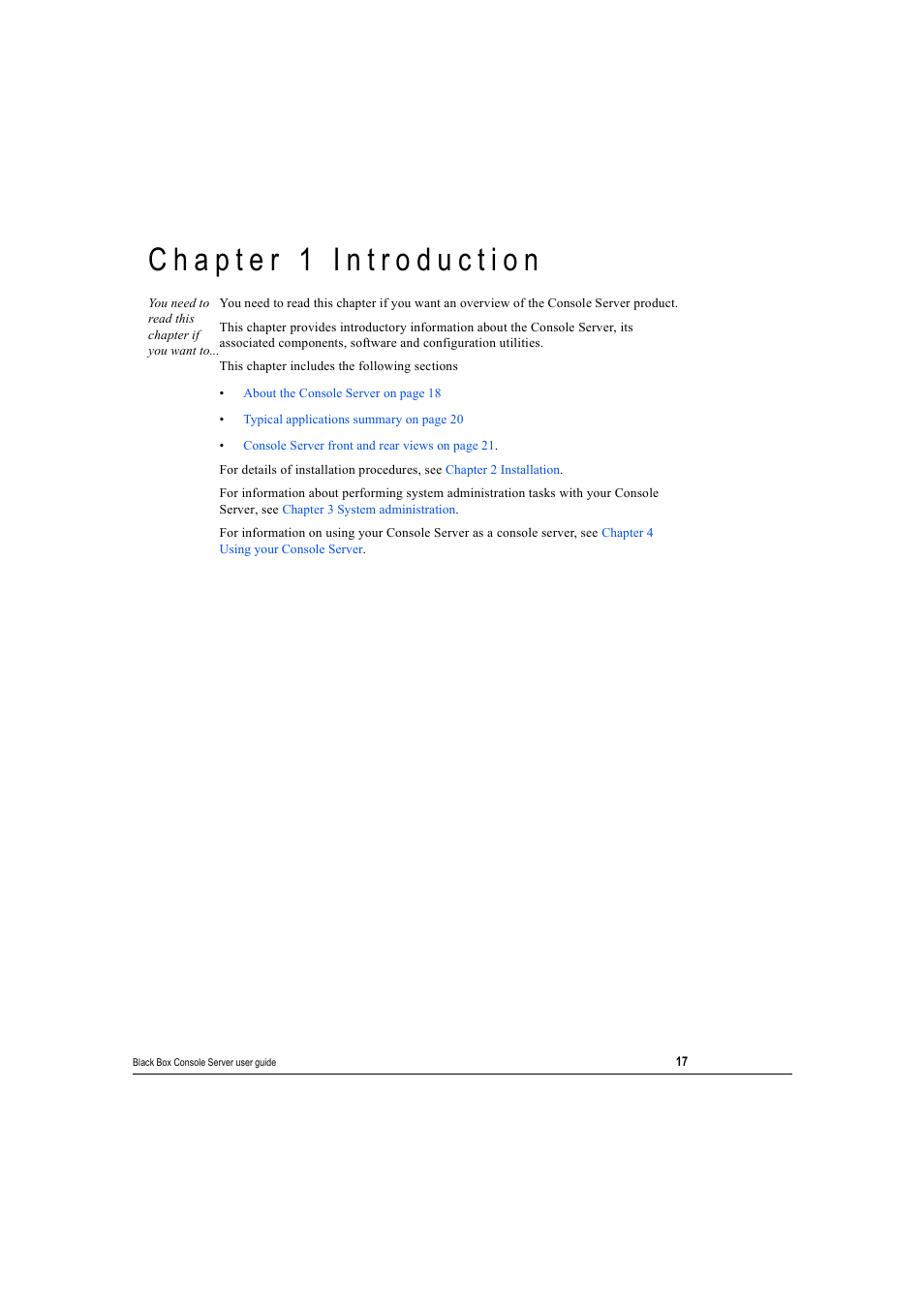Chapter 1 introduction, Hapter, Ntroduction | Black Box 16 port User Manual | Page 17 / 263