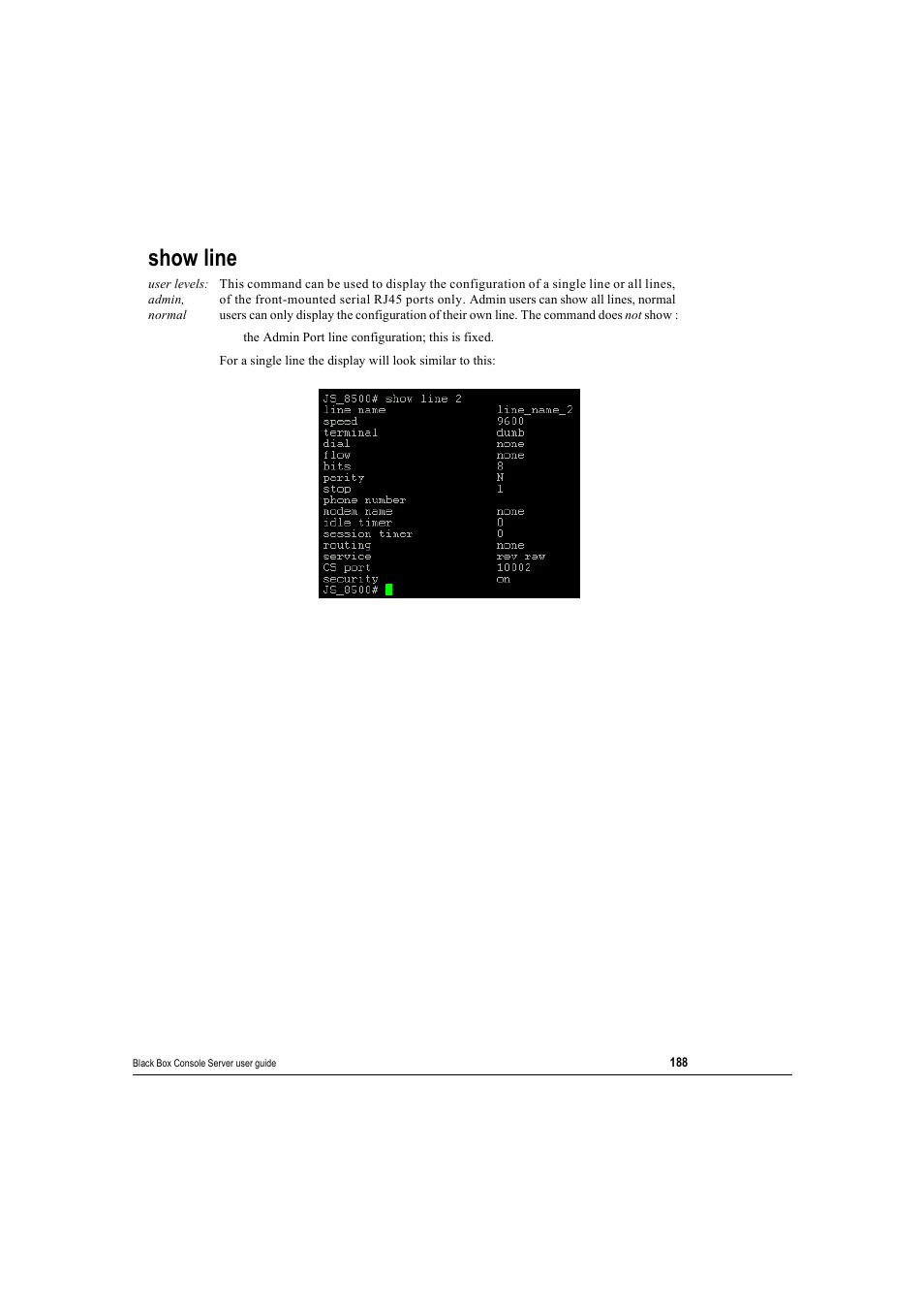 Show line | Black Box 16 port User Manual | Page 188 / 263