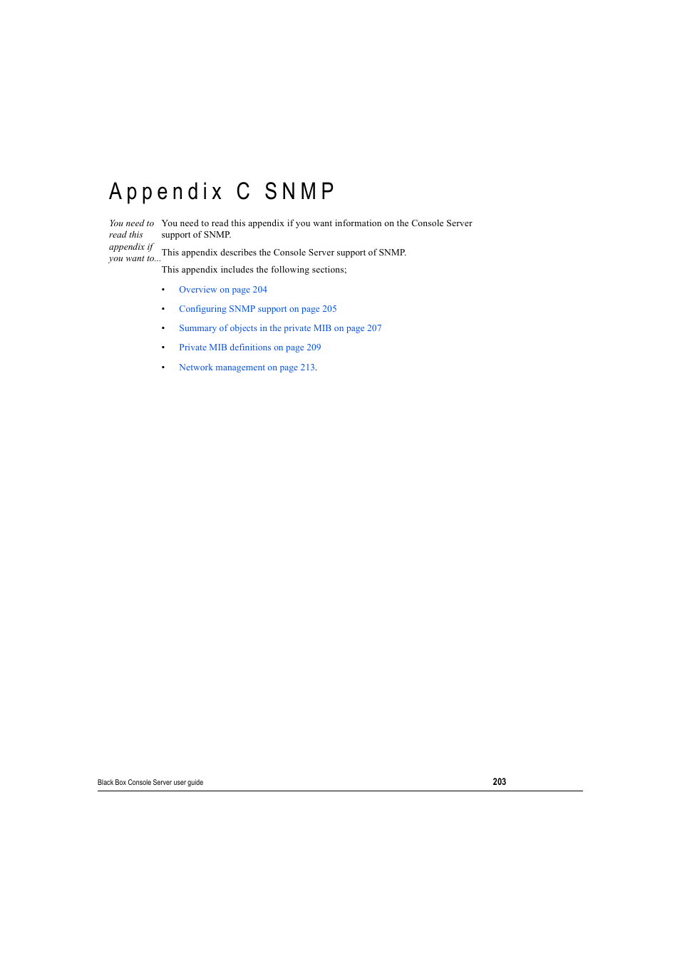 Appendix c snmp, Ppendix, C snmp | Black Box 16 port User Manual | Page 203 / 263