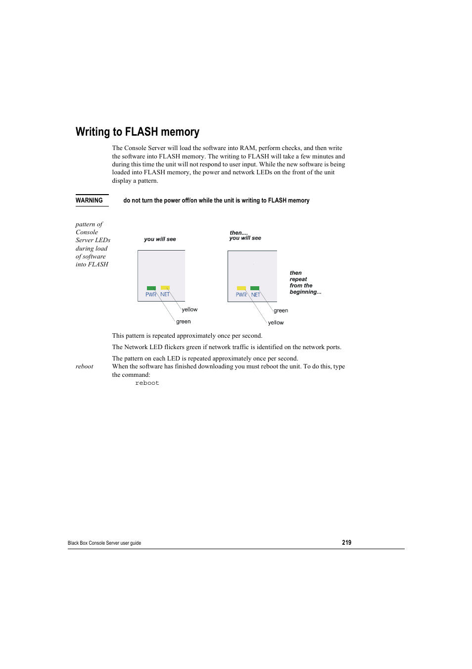 Writing to flash memory | Black Box 16 port User Manual | Page 219 / 263