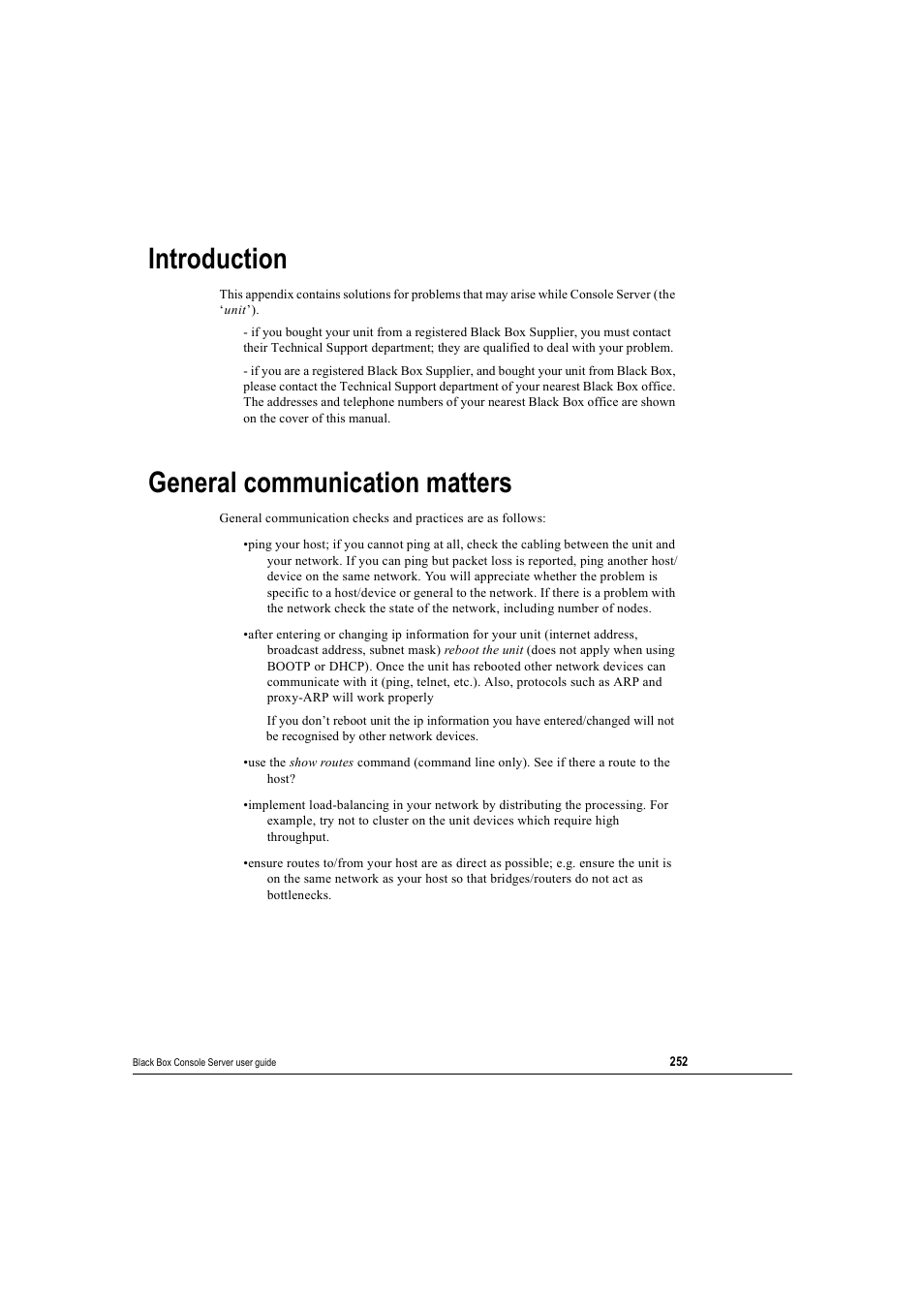 Introduction, General communication matters, Introduction general communication matters | Black Box 16 port User Manual | Page 252 / 263