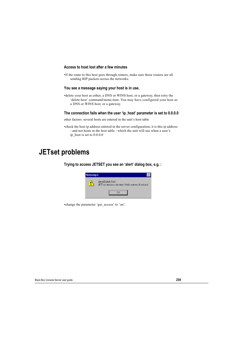 Jetset problems | Black Box 16 port User Manual | Page 254 / 263