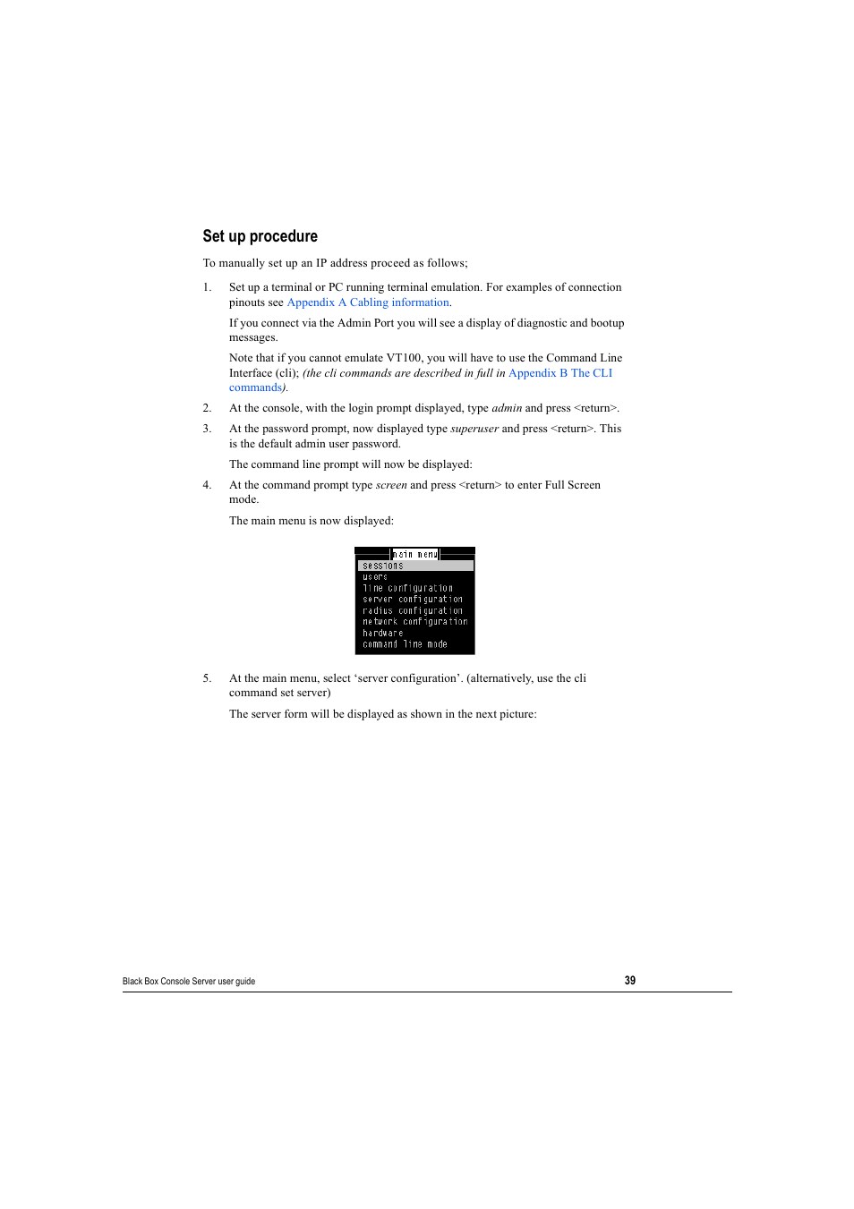 Set up procedure | Black Box 16 port User Manual | Page 39 / 263