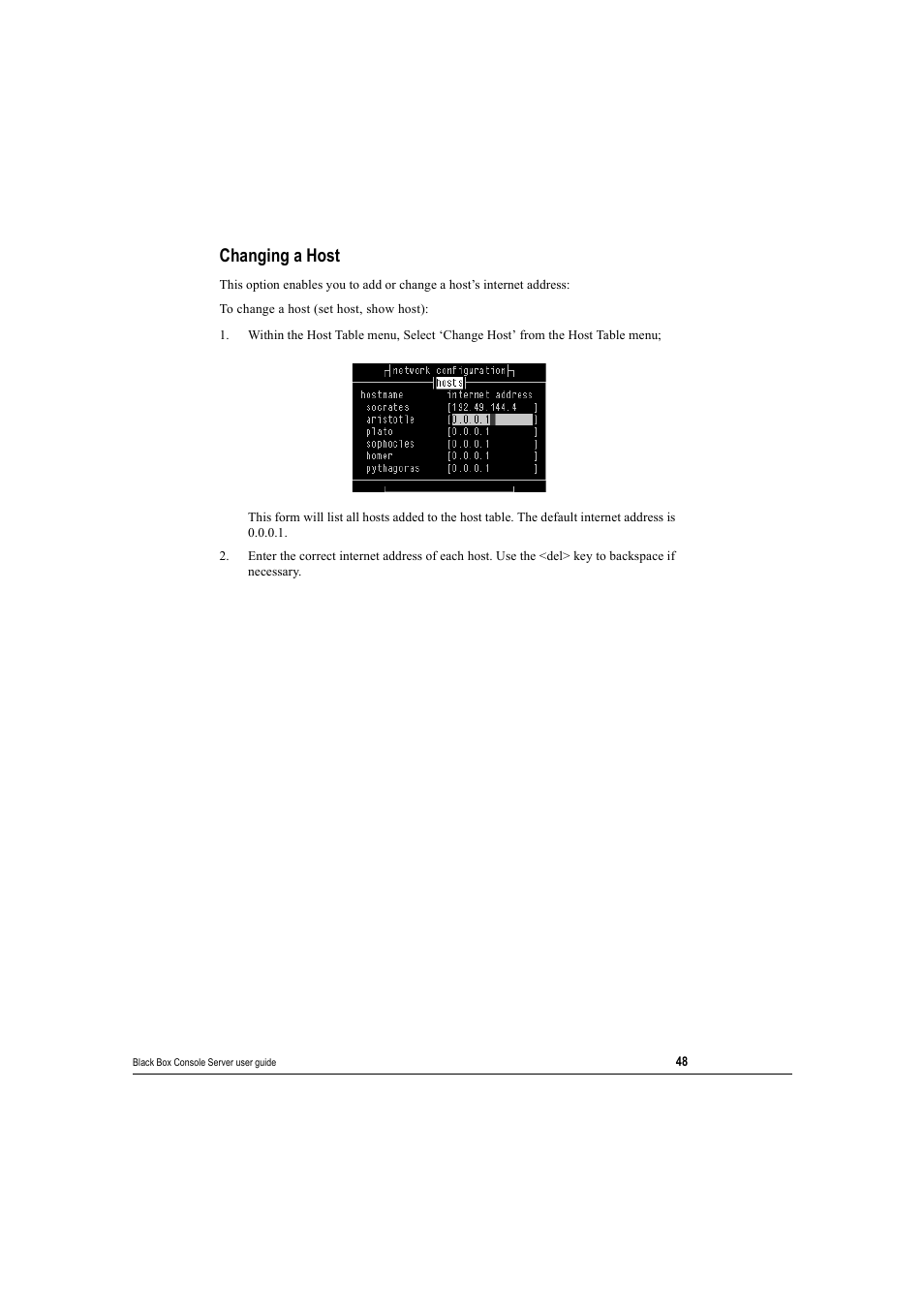 Changing a host | Black Box 16 port User Manual | Page 48 / 263