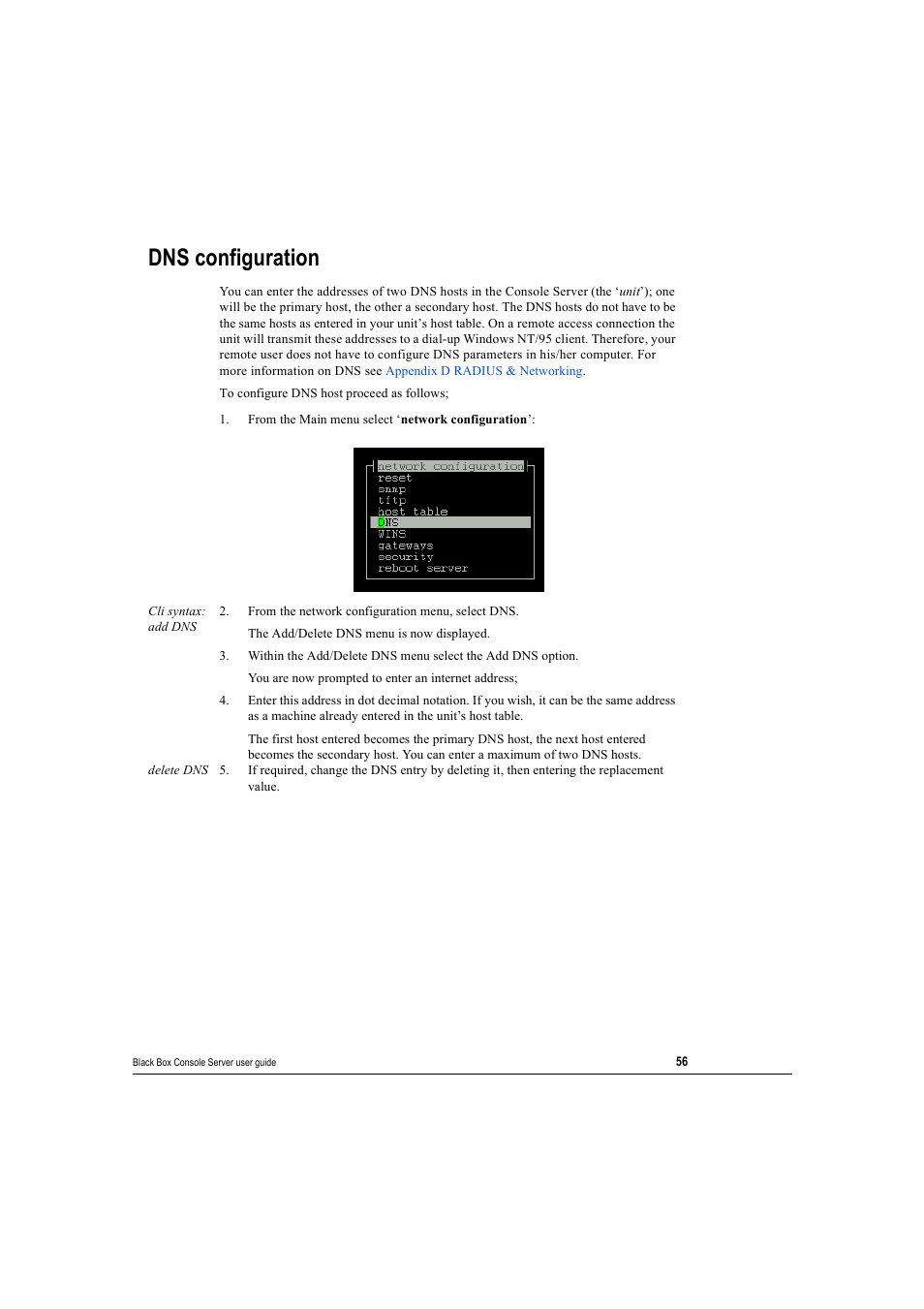 Dns configuration | Black Box 16 port User Manual | Page 56 / 263