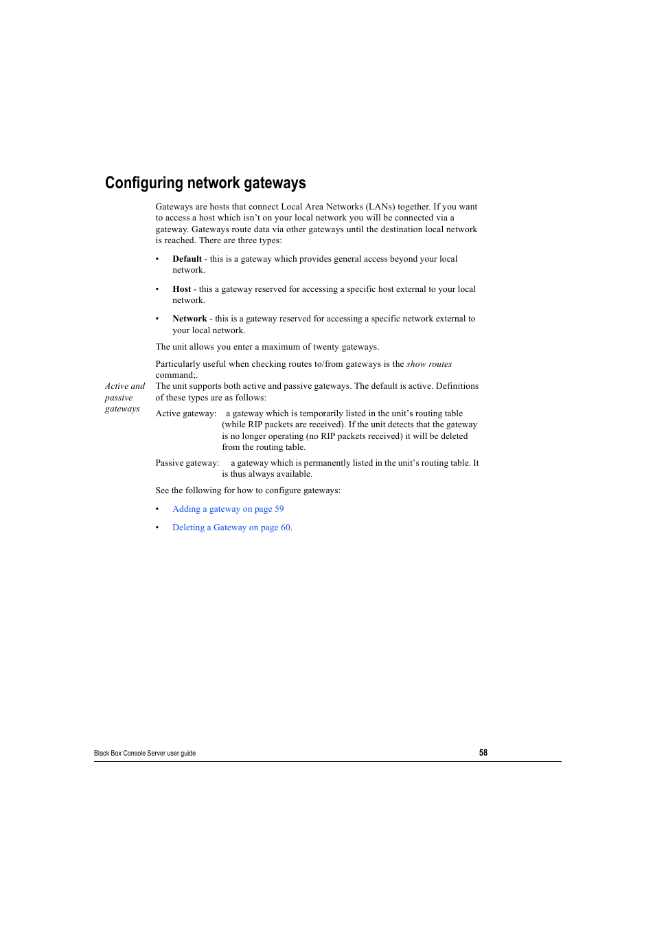 Configuring network gateways | Black Box 16 port User Manual | Page 58 / 263