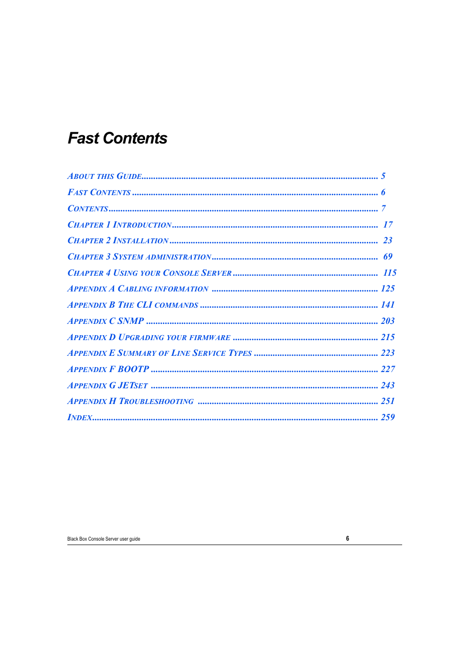 Fast contents | Black Box 16 port User Manual | Page 6 / 263