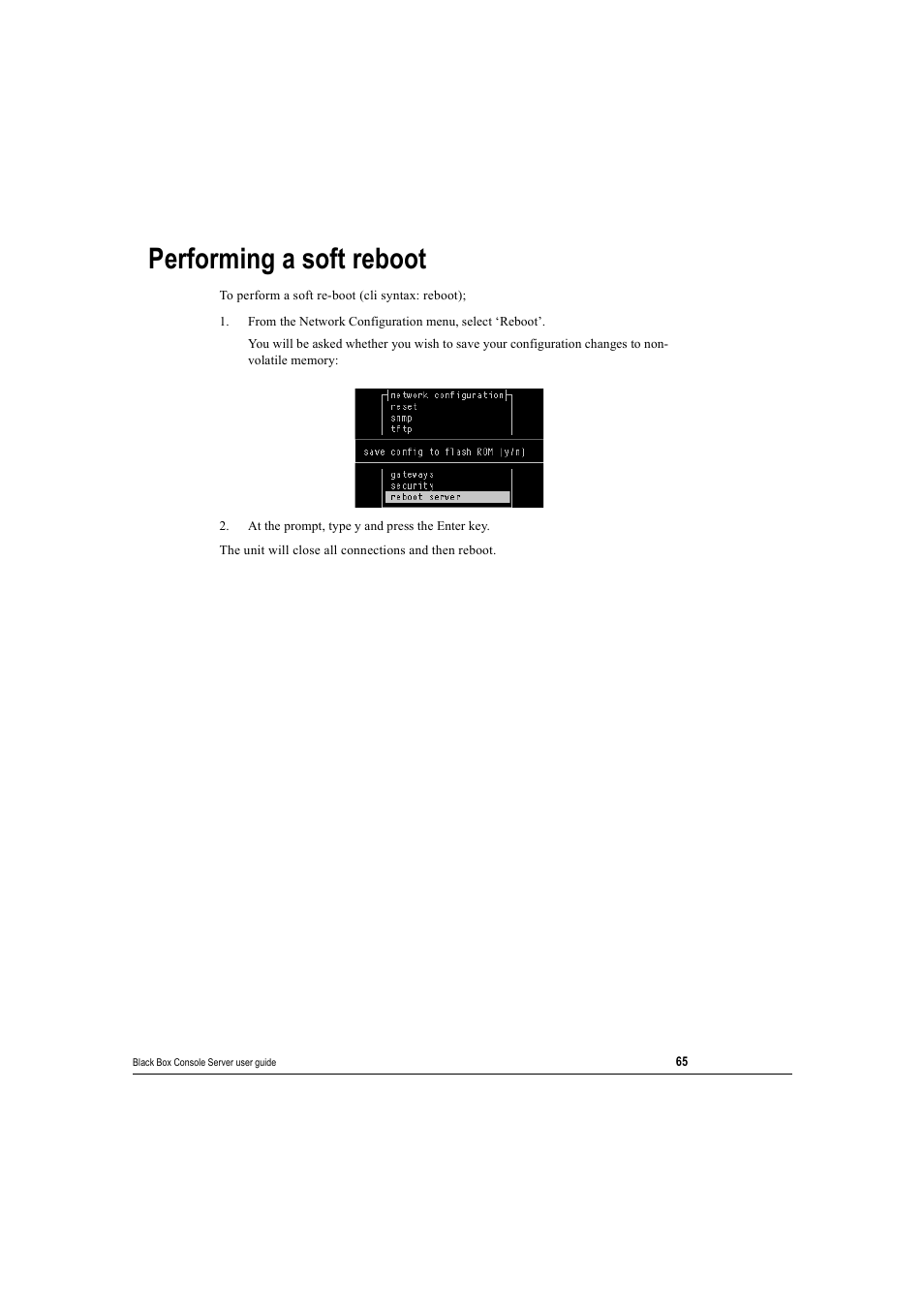 Performing a soft reboot | Black Box 16 port User Manual | Page 65 / 263