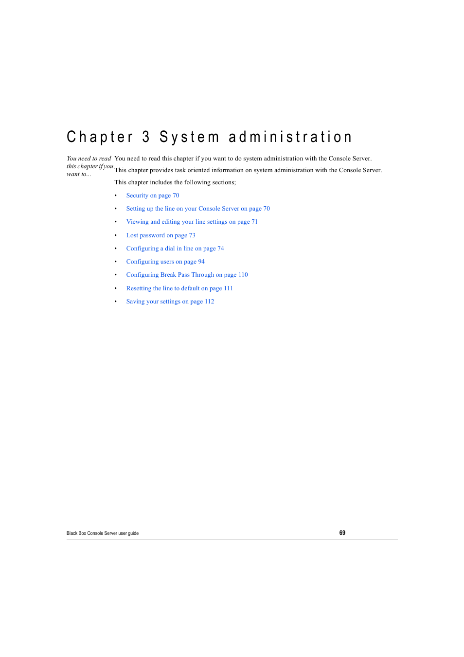 Chapter 3 system administration, Hapter, Ystem | Administration | Black Box 16 port User Manual | Page 69 / 263