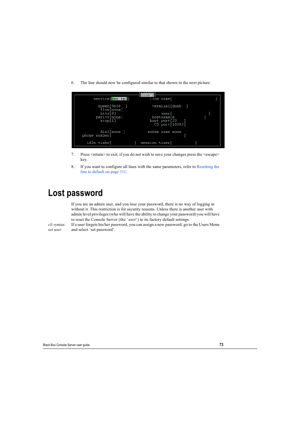 Lost password | Black Box 16 port User Manual | Page 73 / 263