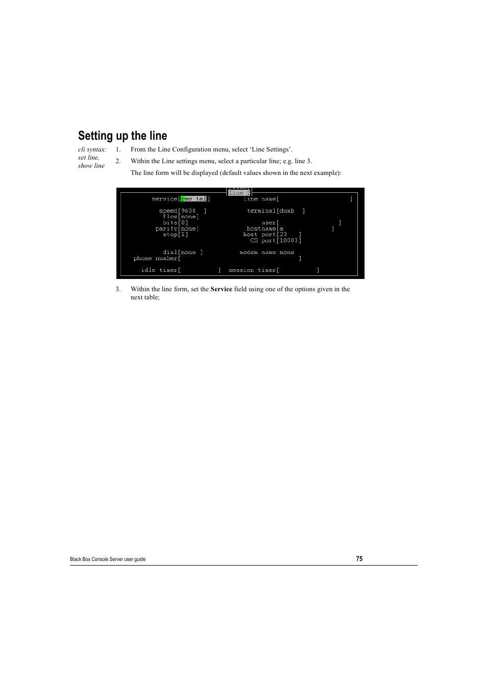 Setting up the line | Black Box 16 port User Manual | Page 75 / 263