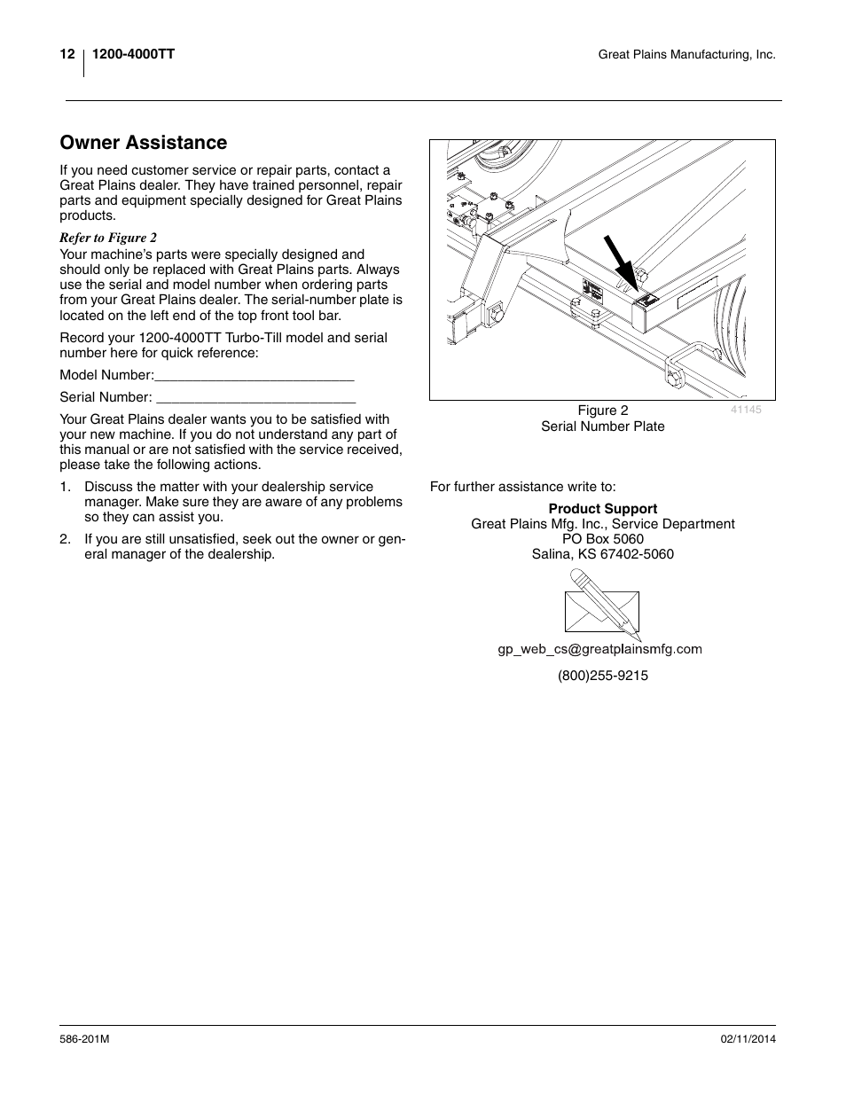 Owner assistance | Great Plains 4000TT Operator Manual User Manual | Page 16 / 42