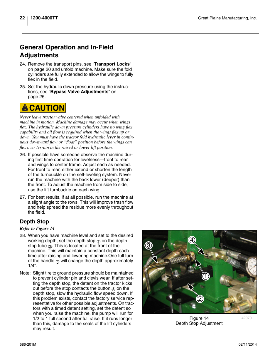 General operation and in-field adjustments, Depth stop | Great Plains 4000TT Operator Manual User Manual | Page 26 / 42