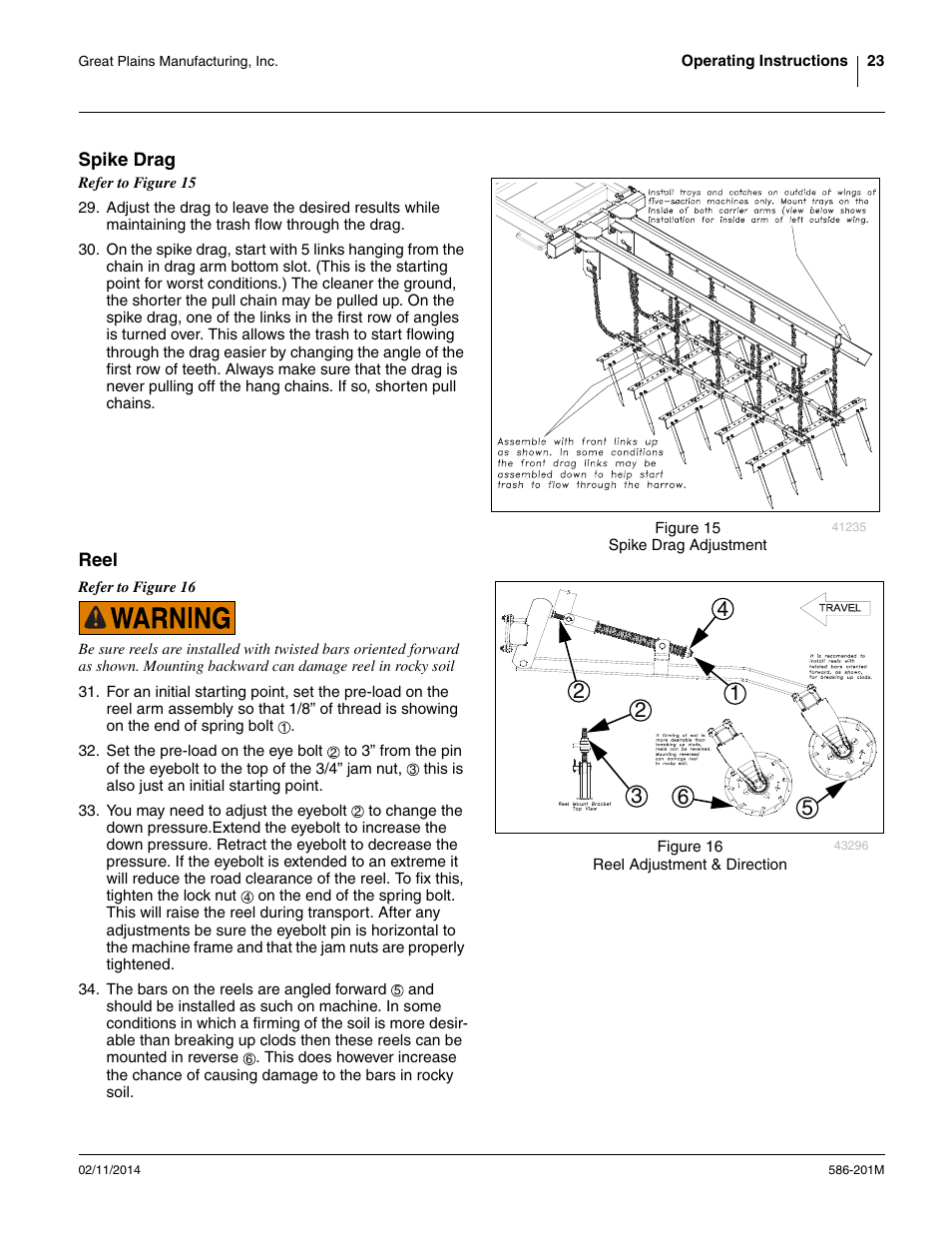 Spike drag, Reel, Spike drag reel | Great Plains 4000TT Operator Manual User Manual | Page 27 / 42